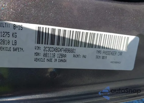 2015 Dodge Charger Se from USA, damaged, VIN 2C3CDXBGXFH896661